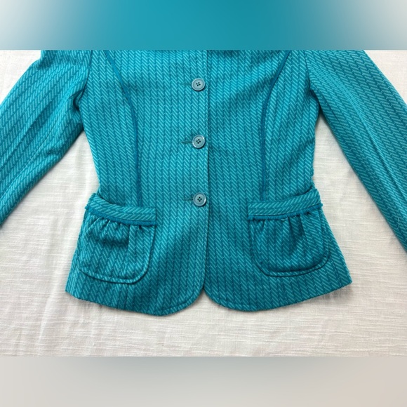 Tep‎ Blue/Aqua Tweed Collared Blazer Jacket Size Small - Picture 3 of 5